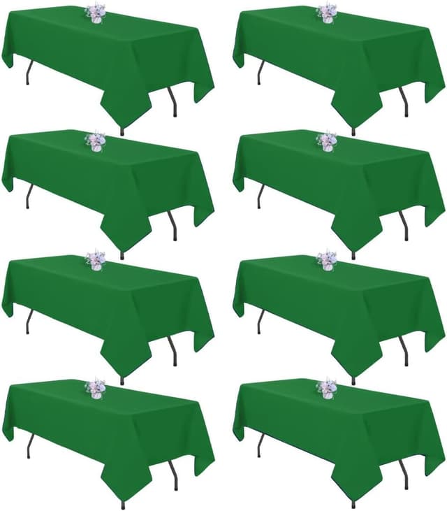 Detalle de pepmily 8-Pack Green Rectangular Tablecloth (60x126 Inch) for 8-Foot Tables