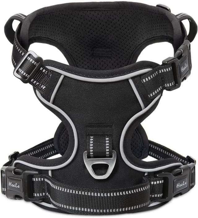 Thumbnail 6 de HEELE Hundegeschirr ohne Zug (No-Pull) mit reflektierenden Streifen, Schwarz – einstellbar, gepolsterter Griff, Größe S