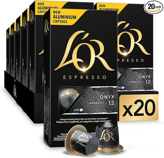 Detalle de L'OR Espresso Onyx: 200 Cápsulas Intensidad 12 Compatible