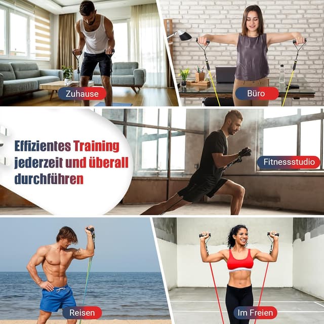 Thumbnail 6 de GYMERK Resistance Bands Set (5 Widerstandsstufen) mit Gummigriffen, Knöchelriemen & Türanker