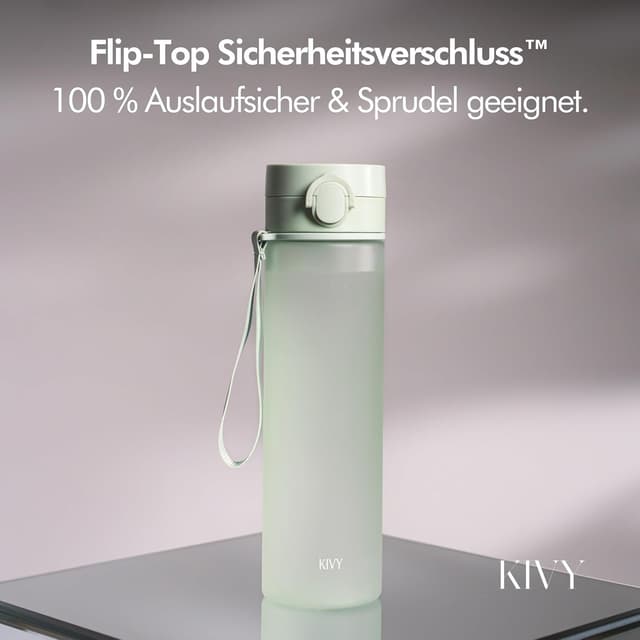 Detalle de KIVY Tritan Trinkflasche 1 l – auslaufsicher, kohlensäuregeeignet & BPA-frei (für Sport, Schule & Büro)