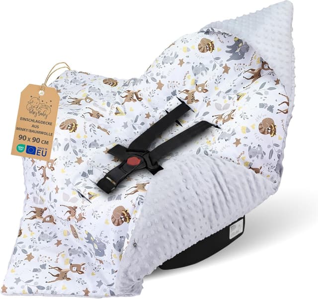 Thumbnail 6 de Einschlagdecke für Babyschale 90x90 cm – Fußsack/Blanket für Kinderwagen & Autositz (Minky, Oeko-Tex)