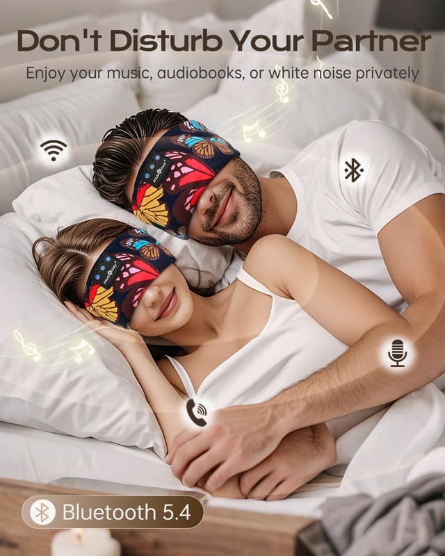 Detalle de MUSICOZY Bluetooth-Schlafkopfhörer für Seitenschläfer – Schlafband mit flachen Lautsprechern
