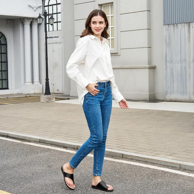 Detalle de Reimferce Summer Flat Sandals for Women — Comfortable Orthopedic Walking Slides