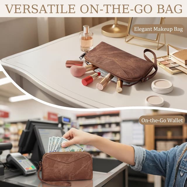 Detalle de LEASOUL women’s vegan leather rucksack bag with anti-theft RFID sleeves