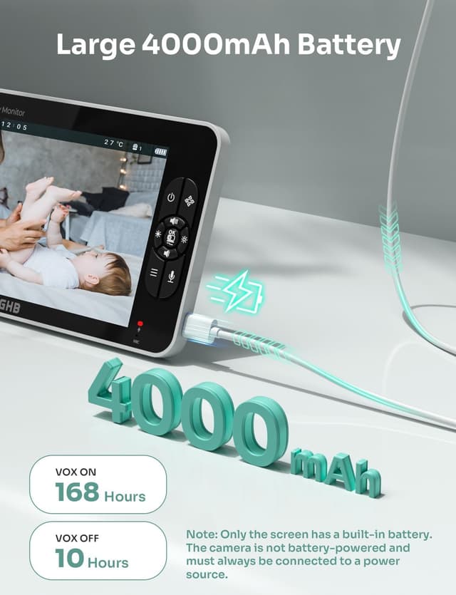 Thumbnail 6 de GHB 7 inch Baby Monitor with Camera