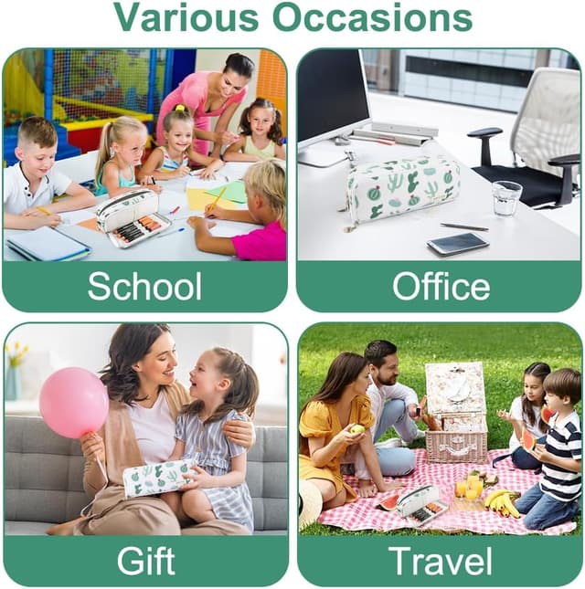 Detalle de Large Capacity 3-Compartment Pencil Case (Oxford cloth) – OFFCUP pencil pouch