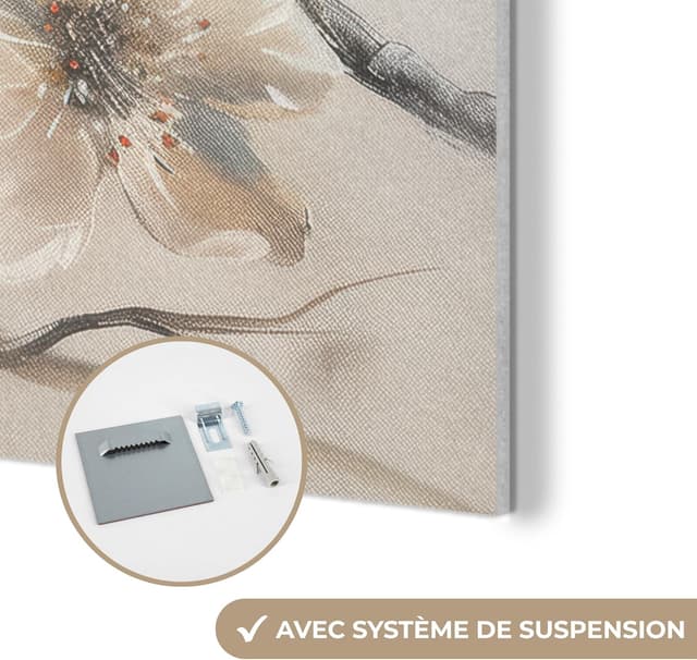 Thumbnail 6 de Décoration murale feutrée MuchoWow 60x90 cm – panneaux décoratifs acoustiques fleurs, blanc