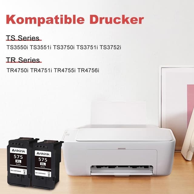 Detalle de ANKINK kompatible Tintenpatronen 575XL (PG 575) – 2er-Pack Schwarz für Canon TS/TR-Modelle