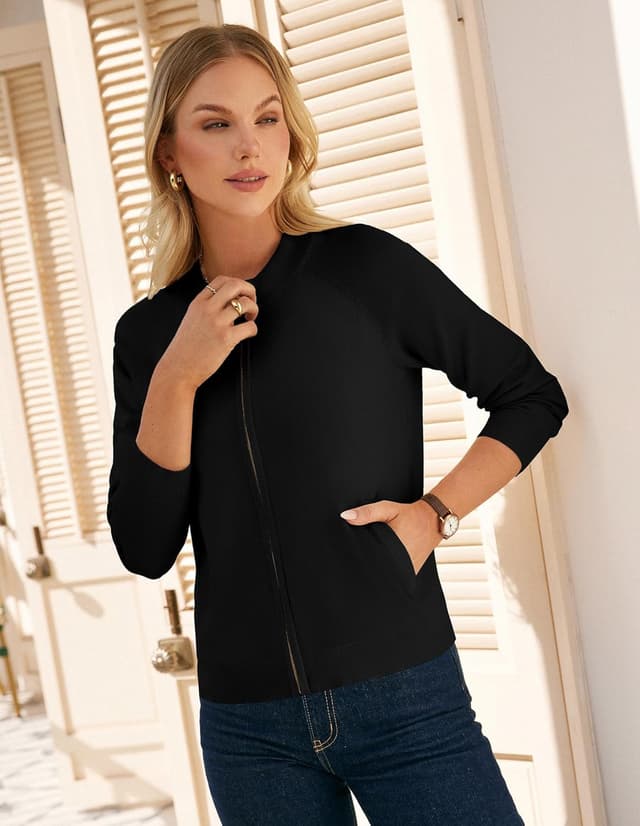 Thumbnail 3 de GRACE KARIN Long Sleeve Zip-Up Cardigan Sweater