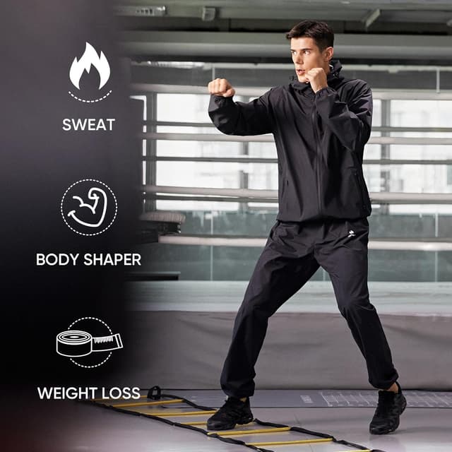 Detalle de HOTSUIT Sauna Suit for Men (Silver-Heat) Windproof Waterproof Sweat Jacket & Pants