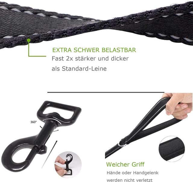 Thumbnail 3 de Eyeleaf Hundeleine (1,5 m) mit integriertem Kurzführer, reflektierender Leine und gepolsterten Handschlaufen