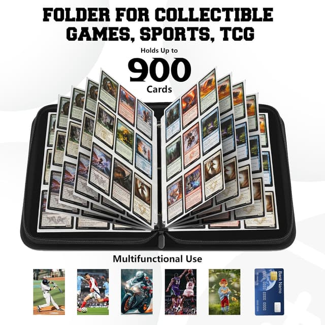 Detalle 2 de 9 Pocket Trading Card Zip Binder (Pink) — Holds Up to 900 Cards with Removable Sleeves