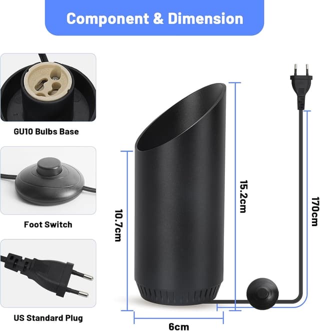 Thumbnail 7 de HUAEU Foco LED de 6W 🛋️ Luz cálida, interruptor, negro 1U