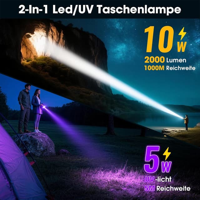 Detalle 2 de Karrong 395nm UV Taschenlampe 4500mAh
