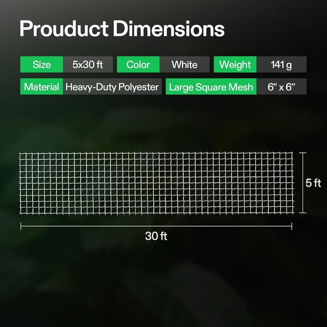 Detalle 2 de VIVOSUN Rete in nylon resistente per traliccio da giardinaggio 1,5 x 9,1 m