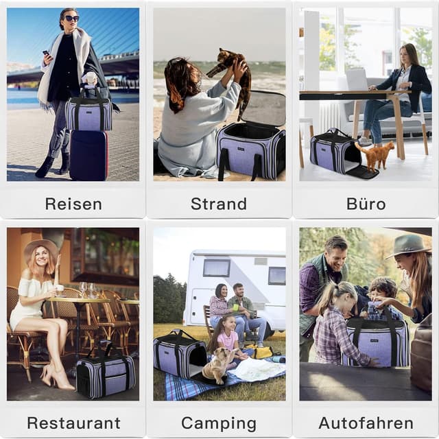 Detalle de BAGLHER Airline Approved Cat Carrier Bag – Soft-Side Expandable Pet Travel Carrier with Fleece Pad