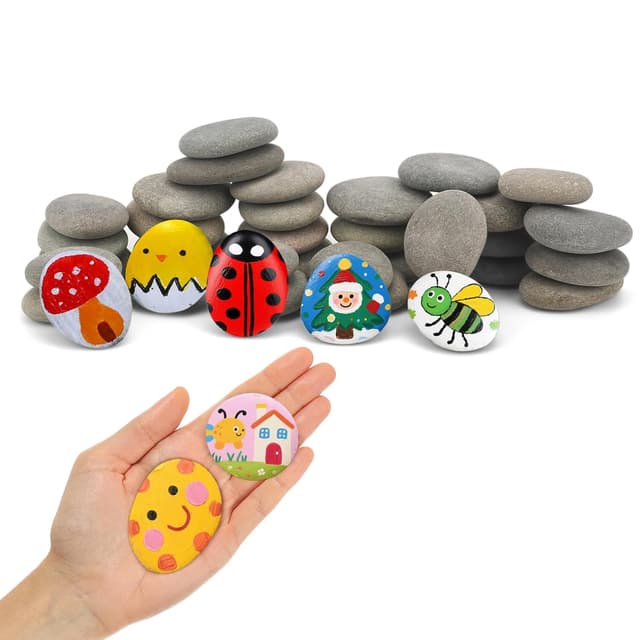 Detalle de Hisredsun Flache Steine zum Bemalen, 40 Stück