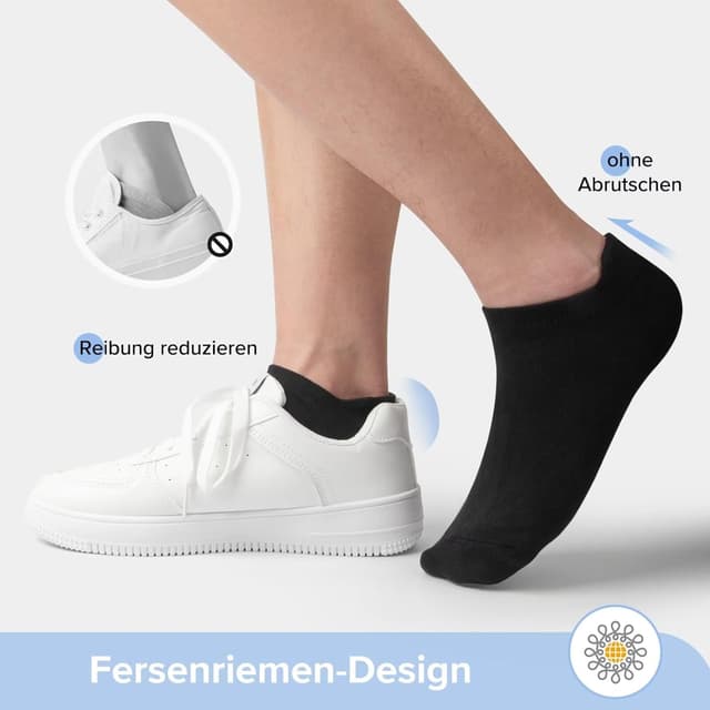 Detalle 2 de YouShow Calzini Corti Uomo Donna in Cotone 10 Paia Fantasmini Unisex Nero/Bianco/Grigio (Taille 35-50)