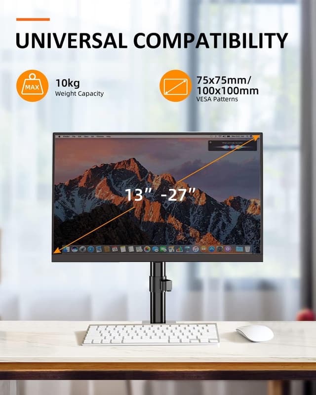 Thumbnail 6 de Suptek MD6401 supporto per monitor da braccio con inclinazione e rotazione per schermi 13–27" VESA 75x75 / 100x100