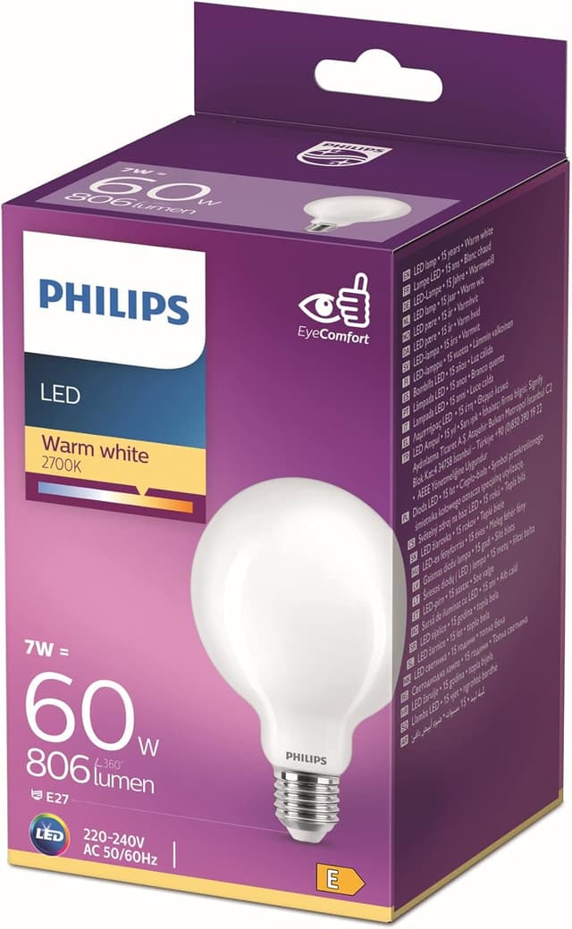 Detalle de Ampoule LED Philips 60W E27 Blanc chaud non dimmable