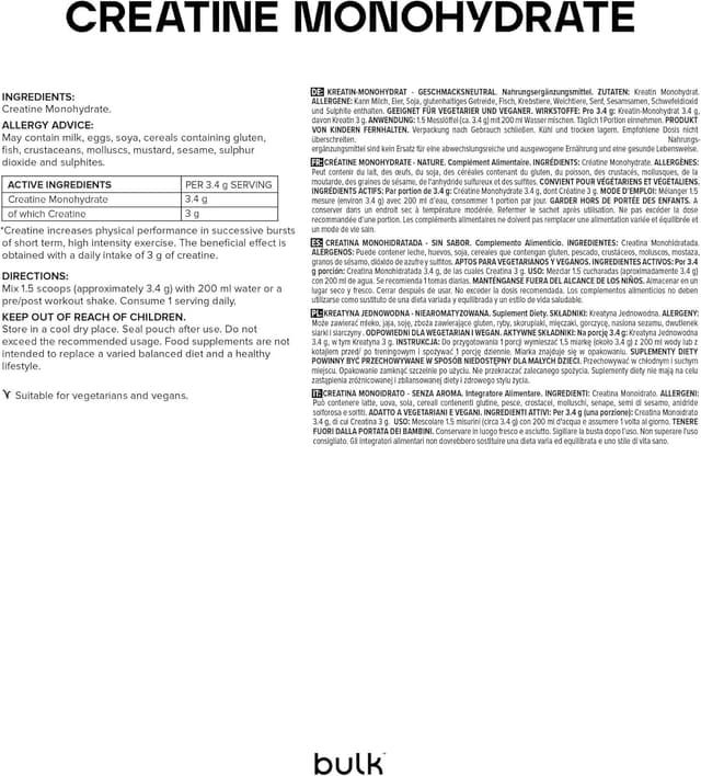 Thumbnail 6 de Bulk Créatine Monohydrate 500 g — Créatine pure 147 portions 💪