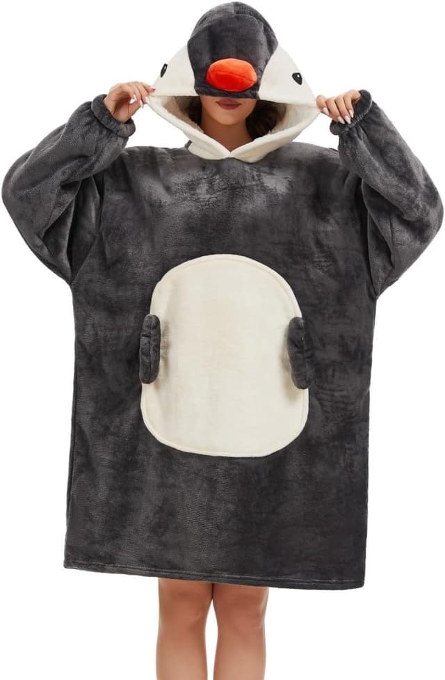 Detalle de chuangminghangqi Übergroße Kapuzendecke mit Ärmeln – kuscheliger Fleecepullover für Erwachsene (Unisex)