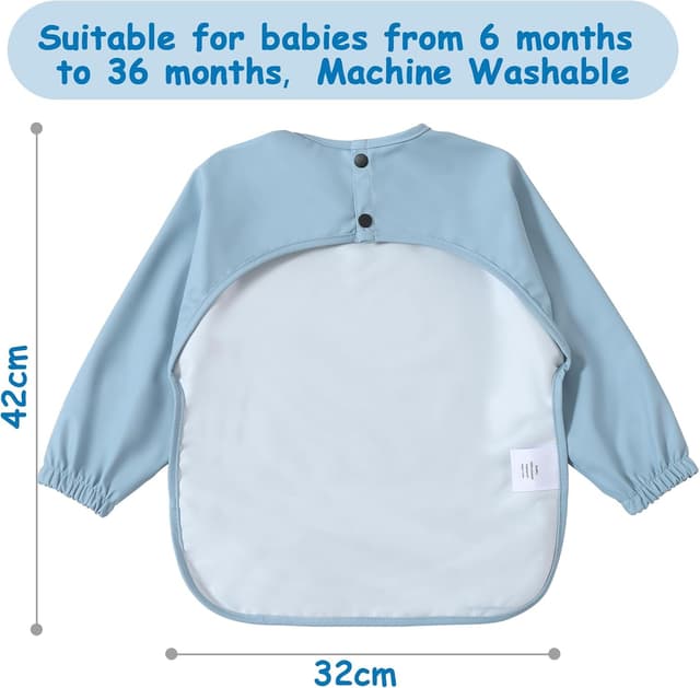 Detalle de PewinGo Lätzchen zum Abstillen mit langen Ärmeln & BLW – wasserdicht, leicht zu reinigen