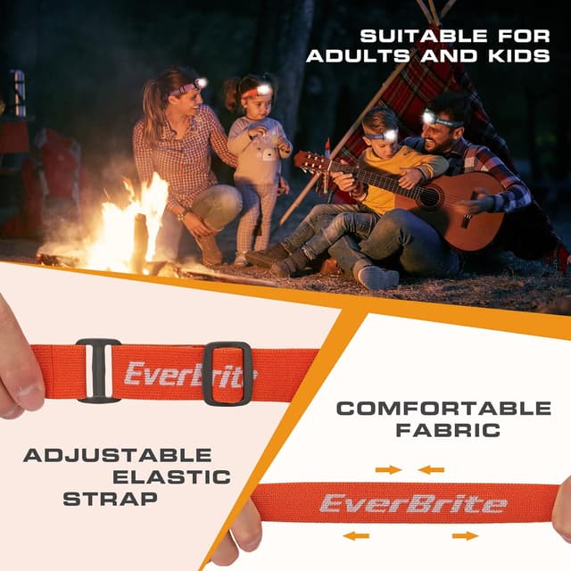 Thumbnail 6 de EverBrite Lampada frontale LED 2 pezzi con 5 modalità e angolo regolabile fino a 65° (200 lumen) – arancione