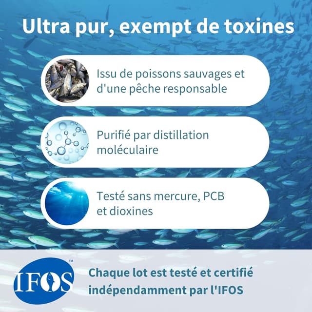 Detalle 2 de Igennus Omega-3 Huile de poisson sauvage rTG + astaxanthine (180 capsules) certifié IFOS