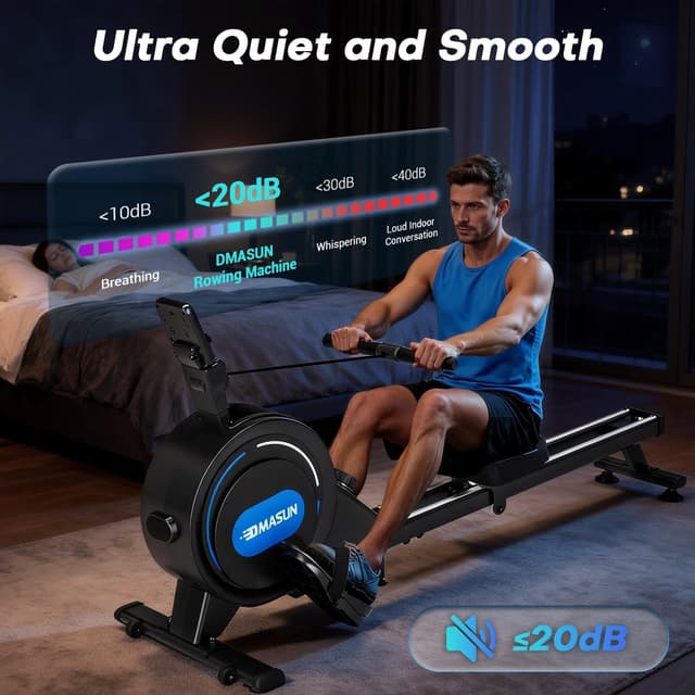 Detalle de DMASUN upgrade magnetic rowing machine for home gym with 16/32 resistance levels, app compatibility and 350 lb capacity