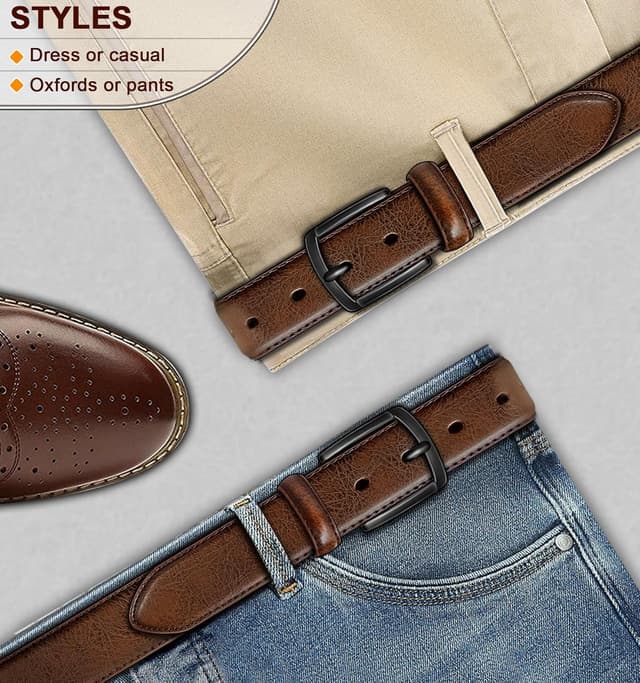 Detalle de KEMISANT Herren-Ledergürtel 35 mm aus echtem Leder für Business und formelle Anlässe