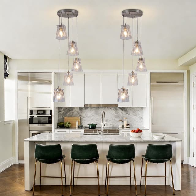 Detalle de FRIXCHUR chrome pendant light, 5 lights