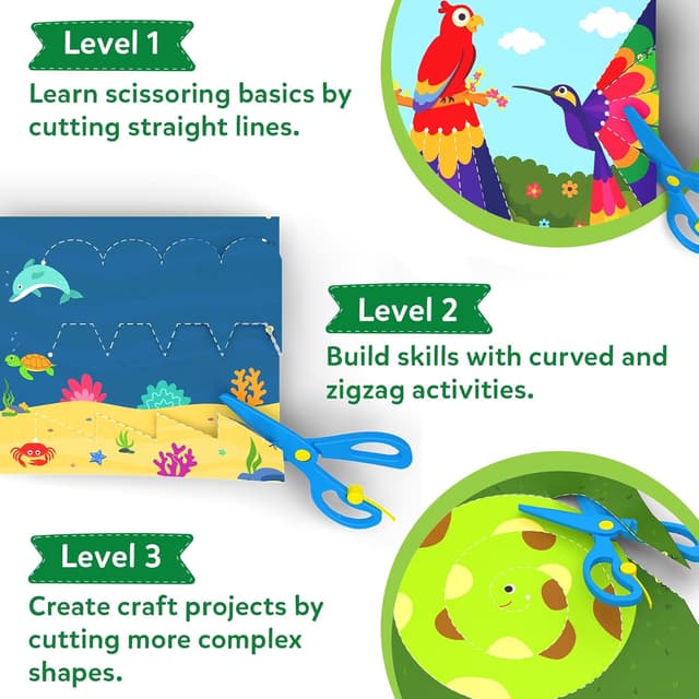 Detalle 2 de Skillmatics SNIP, SNIP! Scissor Skills Activity Book with Child-Safe Scissors & Felt Craft Kit (Ages 3–7)