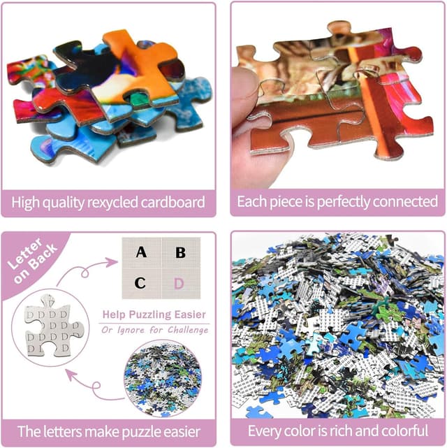 Detalle de MOJIGE Puzzle 1000 Teile „Basketballspiel“ – herausforderndes Familienrätsel mit Poster