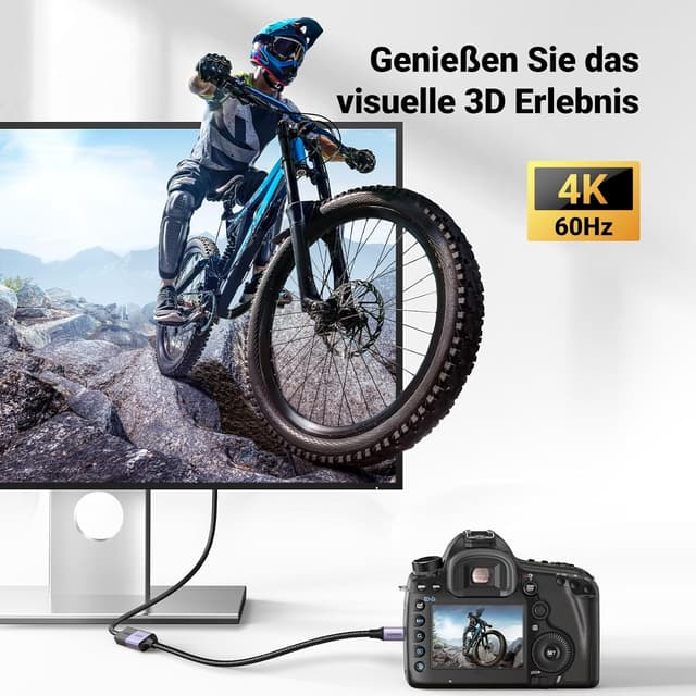 Detalle 2 de UGREEN 4K Micro‑HDMI auf HDMI Adapter (4K@60 Hz, HDR/3D, eARC/ARC, VRR) 25 cm – für Raspberry Pi 5/4, ODROID & mehr