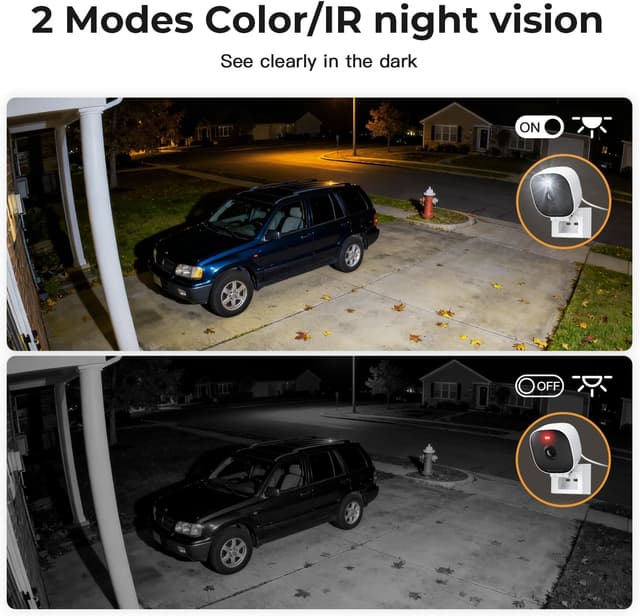 Detalle de 2K Home Security Cameras (2-Pack) by VSMAHOME — Indoor/Outdoor Wired Plug & Play with Color Night Vision, 2-Way Audio, 24/7 Recording