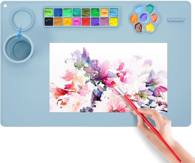 Detalle de Limous Silicone Painting Mat 24" x 16" with Cup Holder and 16-Colour Separator