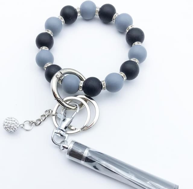 Detalle de Xsclpomddy Schlüsselanhänger-Armband aus Silikonperlen – Schlüsselbund für Frauen