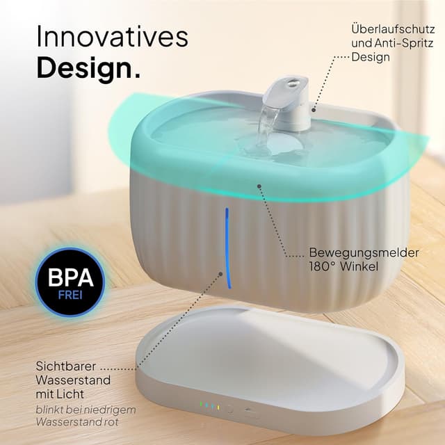 Detalle 2 de Pretty Paw Pure Flow Max kabelloser Katzenbrunnen 3L đ§