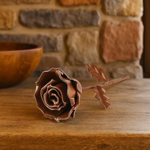 Thumbnail 6 de Forging Art Bcn Rosa Eterna de hierro forjado a mano (6º aniversario “Bodas de Hierro”, color marrón)