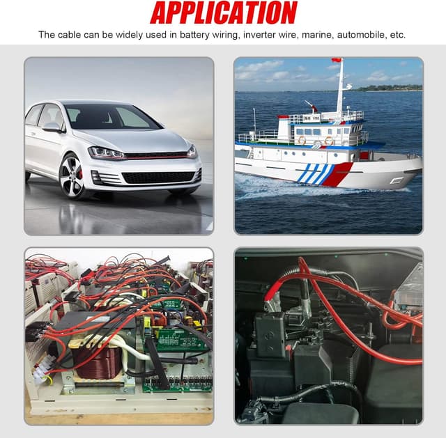 Detalle de JatilEr 2 x 12V Battery Cables (5AWG/16mm²), 50cm with M8 ring terminals