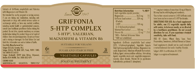 Thumbnail 1 de Solgar Griffonia 5‑HTP Complex 90 cápsulas vegetales 💊