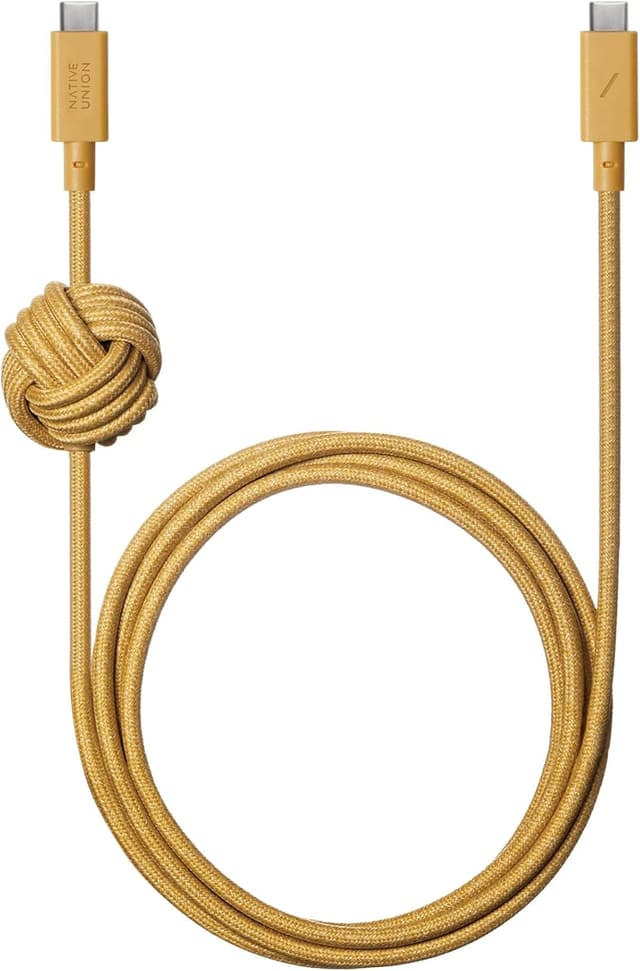 Detalle de Native Union Anchor Cable 240W (3m/10ft) USB‑C to USB‑C with weighted knot – reinforced braided PD 3.1 charging cable