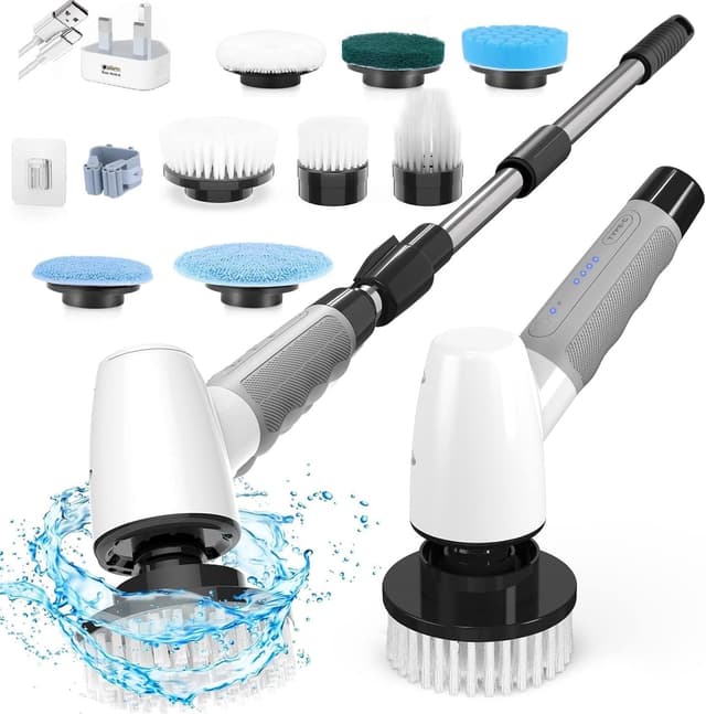 Detalle de Adamantite Electric Spin Scrubber (400RPM) with 8 Replaceable Brush Heads, 3 Adjustable Sizes & IPX6