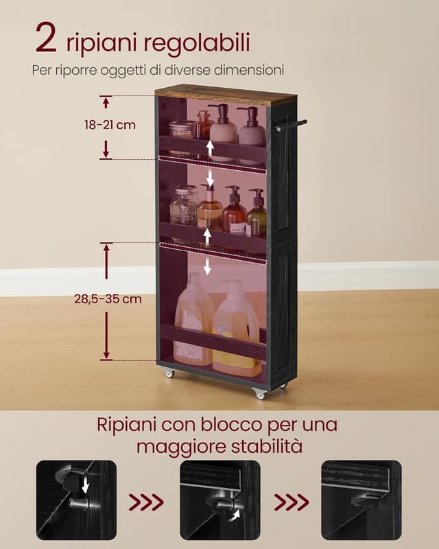 Detalle 2 de VASAGLE LRC050K02 Carrello stretto 15 cm