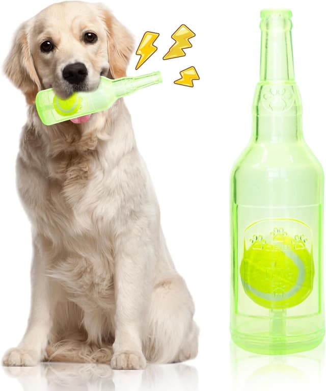 Detalle de DANCOLOR Squeaky Dog Toys Bottle With Tennis Ball – interactive fetch and tug play for puppies and retrievers