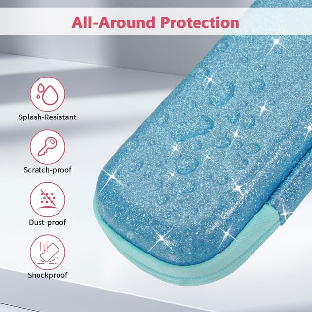 Detalle de Trousse scolaire FINPAC en EVA zippée compacte (bleu pailleté) — pour crayons et petits accessoires