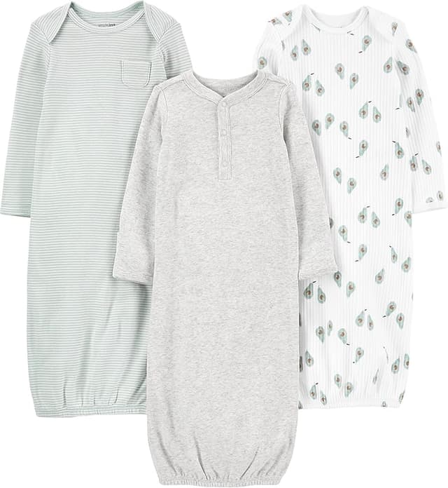 Thumbnail 5 de Simple Joys by Carter's 3-Pack Neutral Cotton Sleeper Gown 0 meses 👶