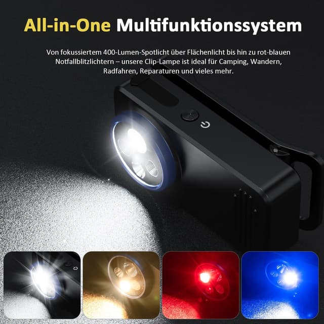 Detalle de FINIBO Mini LED Taschenlampe 400 LM